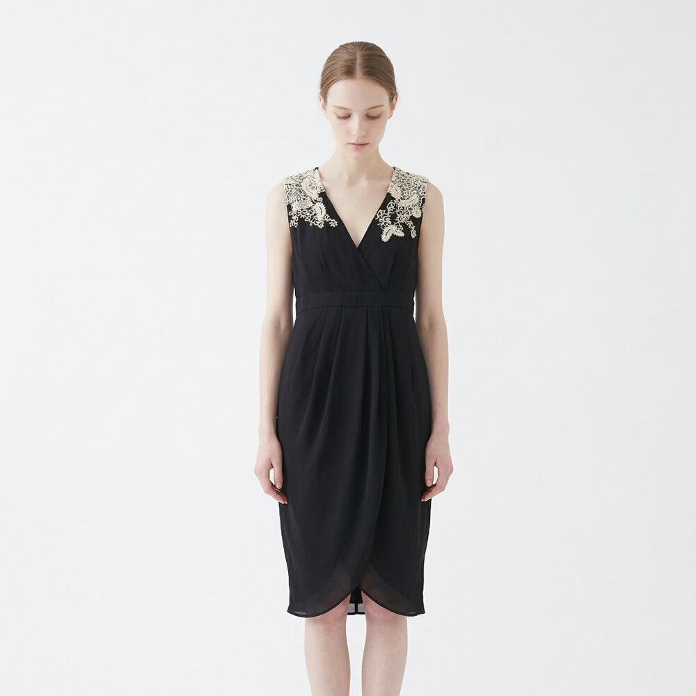 Anthropologie Meadow Rue Dress Black Tan Lace Sleeveless 4